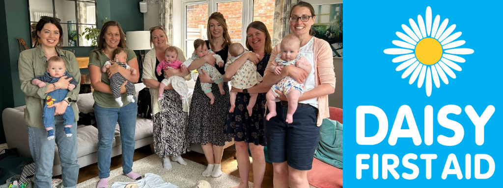 Baby First Aid classes by Daisy First Aid
- photograph shows a group of parents holding their babies and looking confident