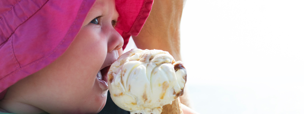 toddler party alternatives - the photo shows a child eating an icecream