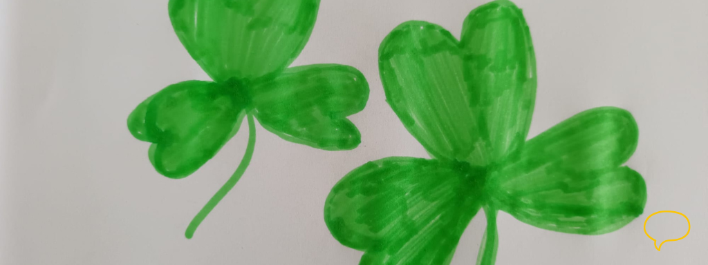 St Patrick's Day toddler crafts - the picture shows a drawing of two shamrocks